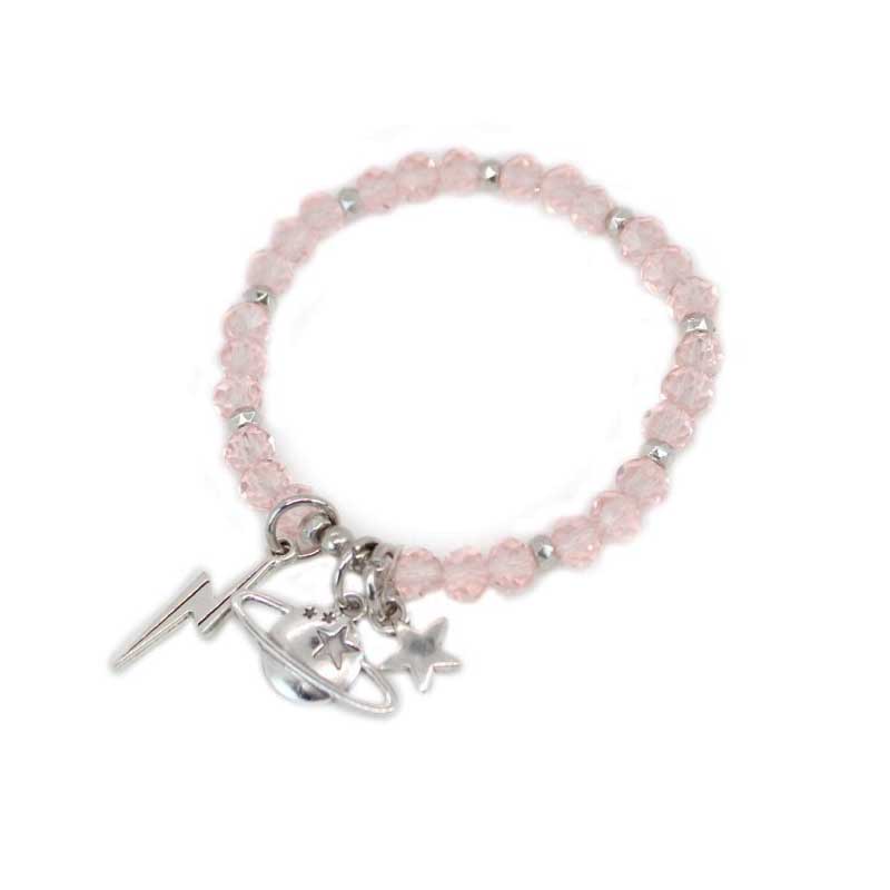 Pulsera Rosa con Planeta, Rayo y Estrella