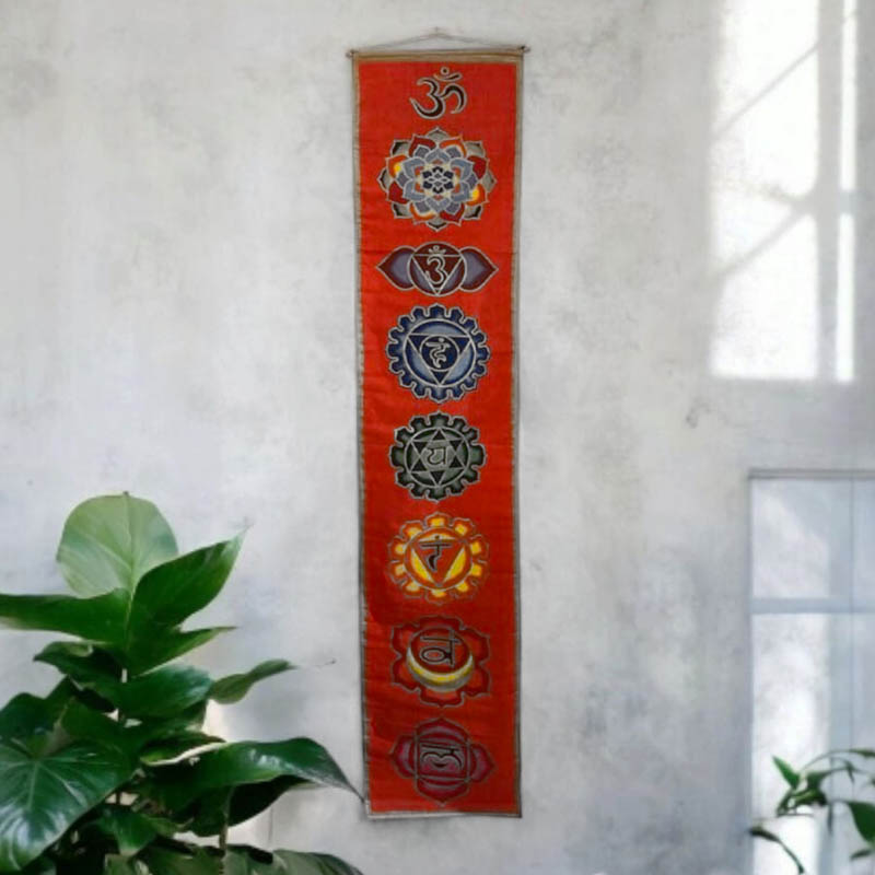 Banderin 7 Chakras Fondo Rojo