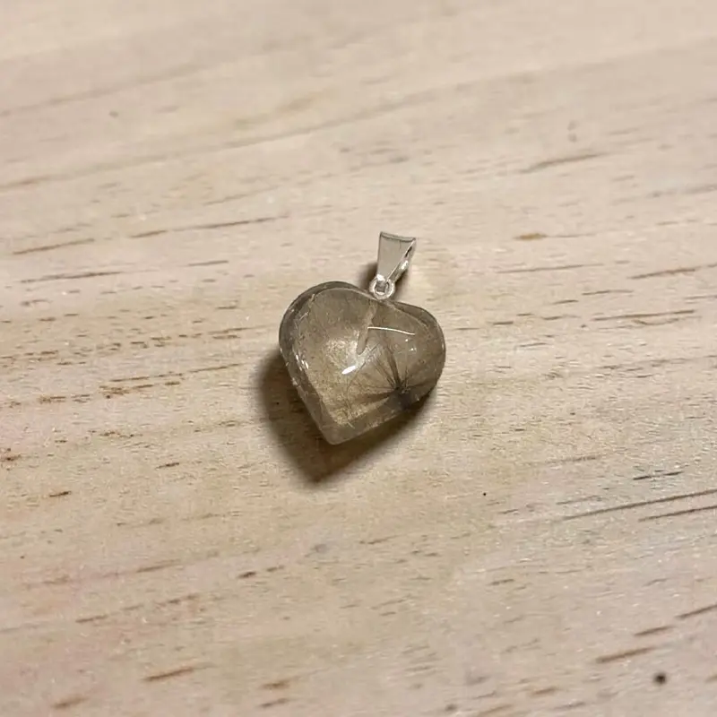  Dije Gema Cuarzo Ahumado Corazon