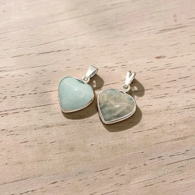 Dije Gema Amazonita Corazon con Virola