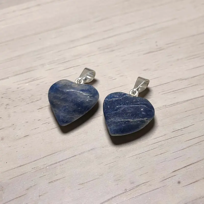 Dije Gema Cuarzo Azul Corazon 