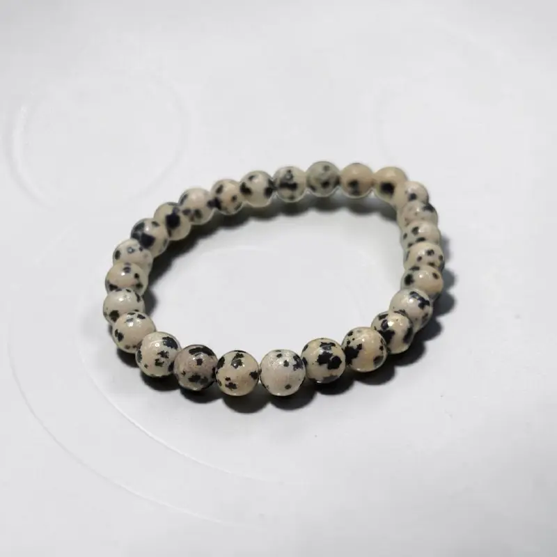 Pulsera Gema Jaspe Dalmata Elastica 