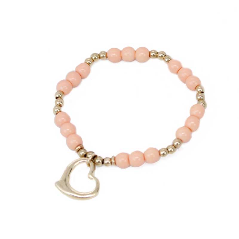 Pulsera Salmon y Dorada con Corazon