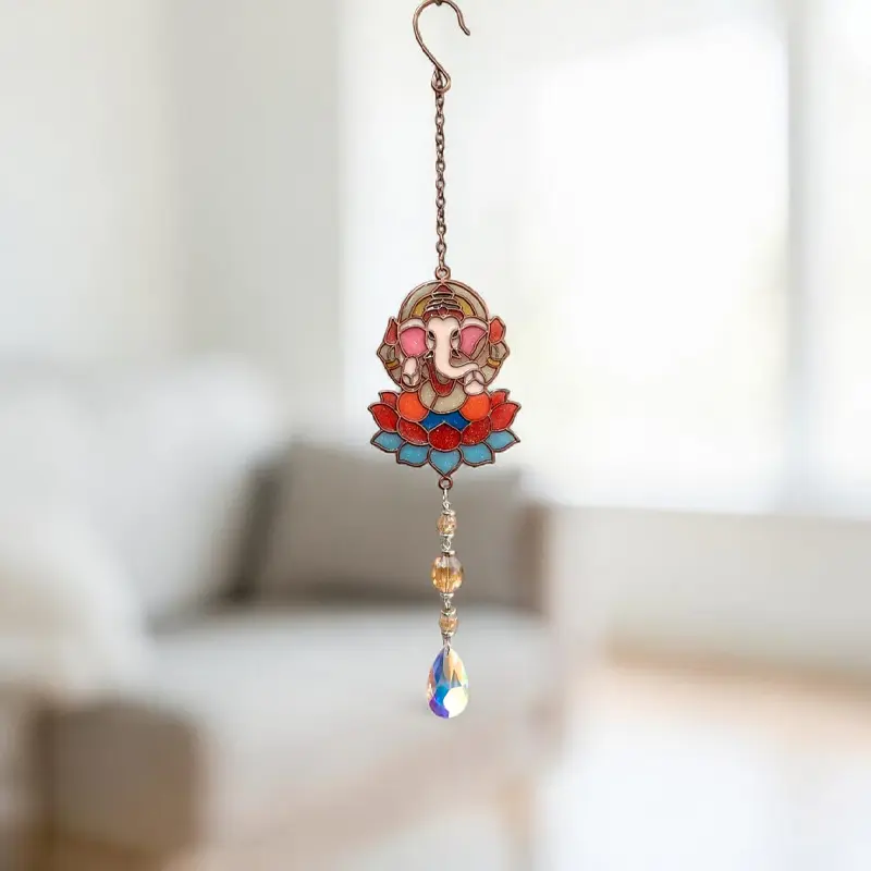 Movil Metal Colgante Ganesha con Atrapasol 38cm Colores Surtidos