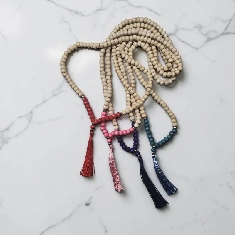 Japa Mala Blanco con Colores Varios 108 Cuentas