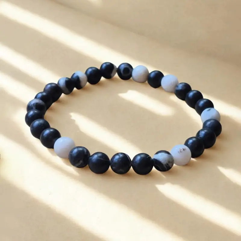 Pulsera Gema Elastica Jaspe Cebra
