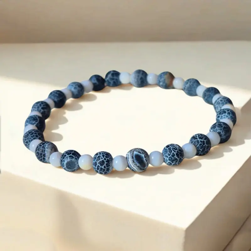Pulsera Gema Elastica Piel de Serpiente y Nacar
