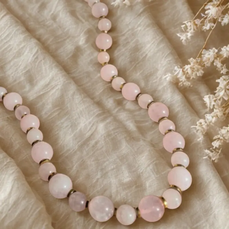 Collar Gema Cuarzo Rosa