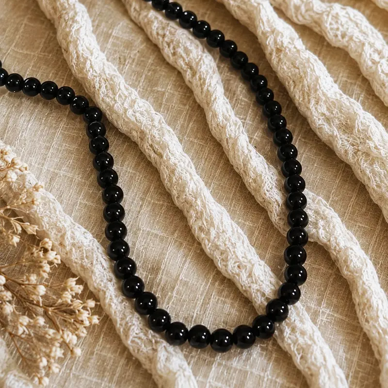 Collar Gema Obsidiana Negra