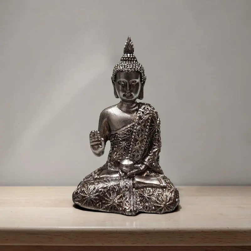 Buda Plateado con Brillos 9cm Modelo N°1