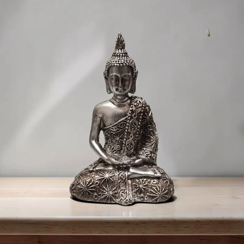 Buda Plateado con Brillos 9cm Modelo N°2
