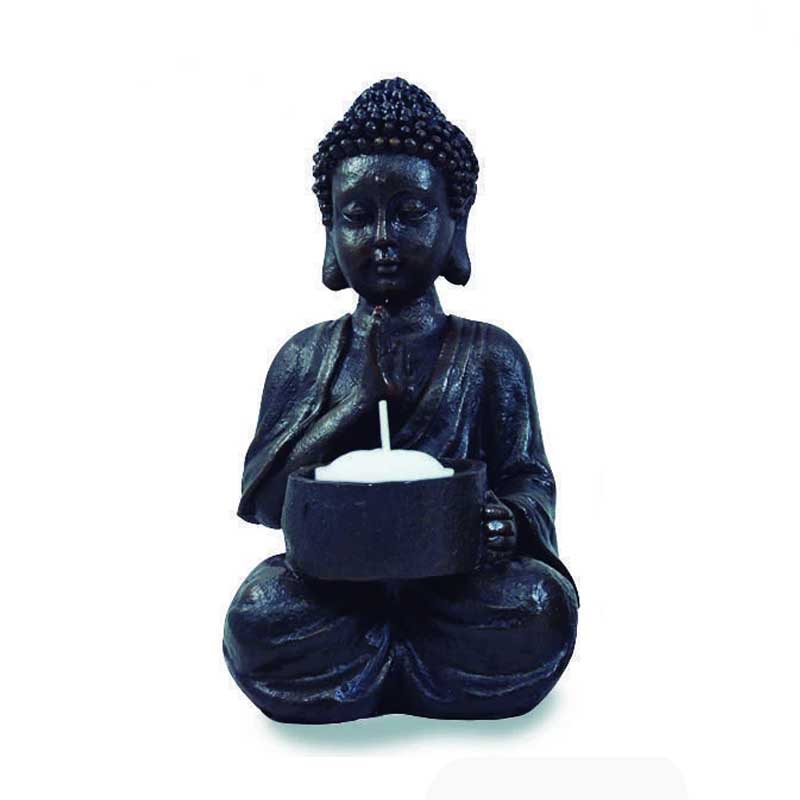 Porta Velas Buda Negro 19cm