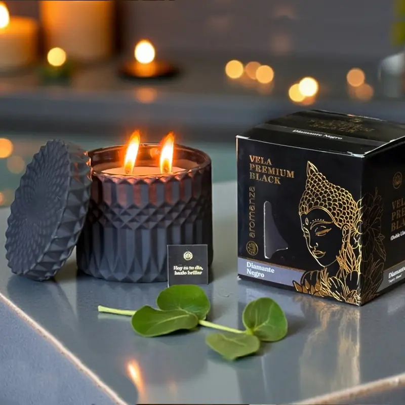 Vela Premium Black Aromatica Iluminarte, Diamante Negro