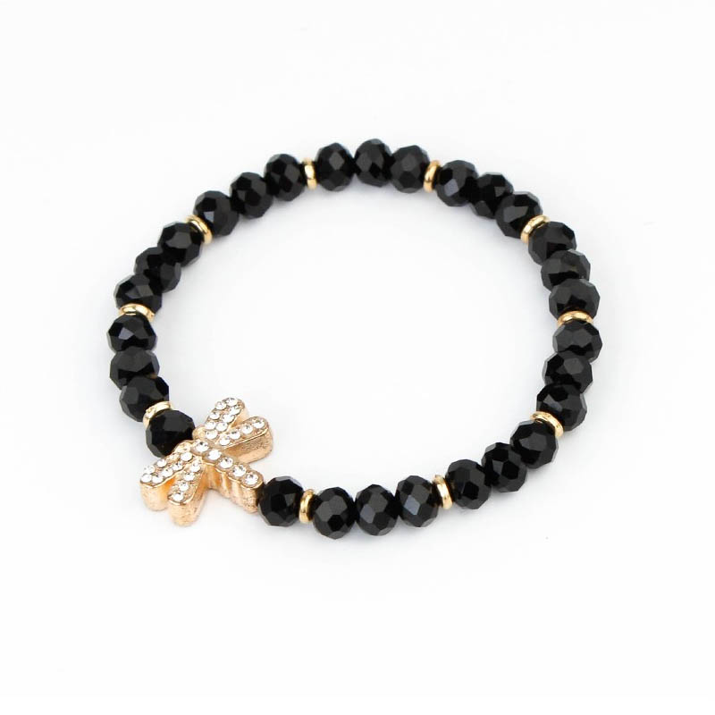 Pulsera Elastica Negra Libelula con Strass