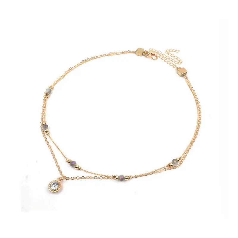 Collar Doble Cadenas con Dije de strass