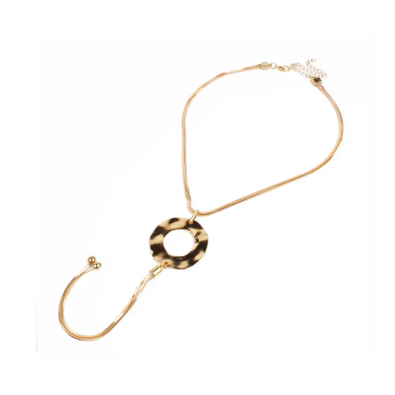 Collar de Cadena y Dije Redondo Dorado