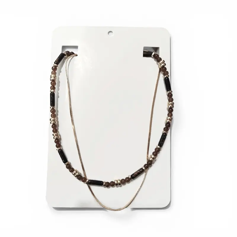 Collar Combinado Doble Dorado y Marron