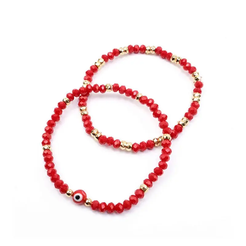 Set Pulseras Elasticas Rojas con Ojo Turco