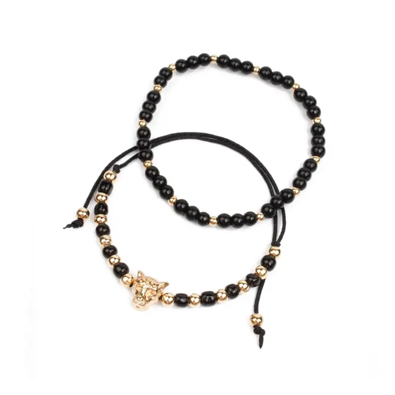 Set de Pulseras Golden Panther Negras