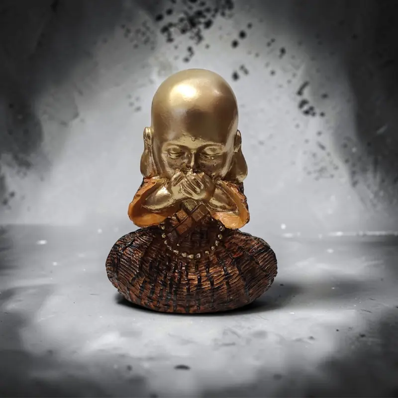 Buda Dorado "No hablar el mal." 7cm