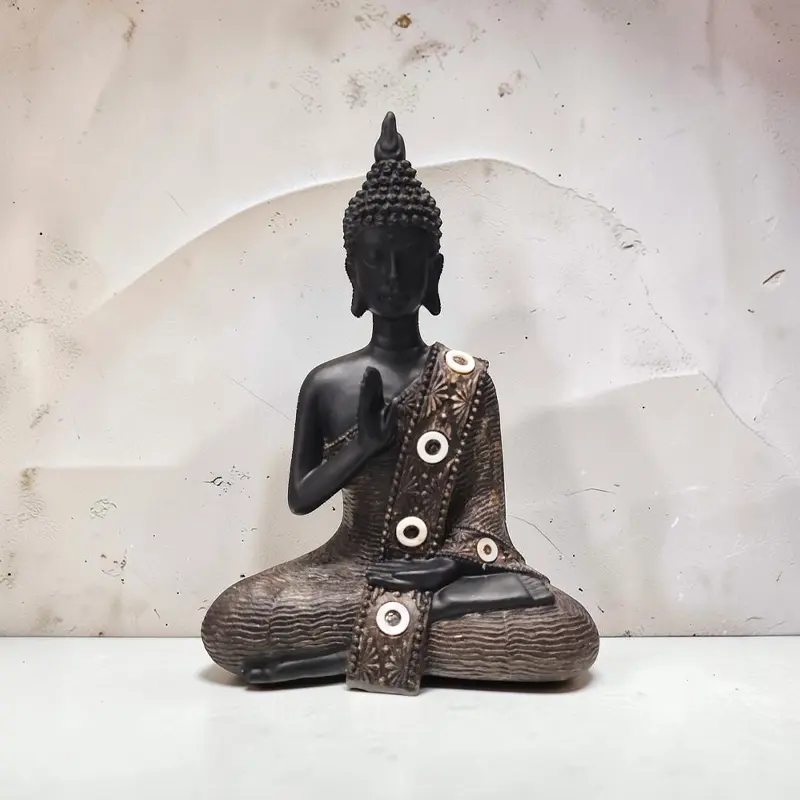 Buda Negro Meditando Mudra N°2 20cm