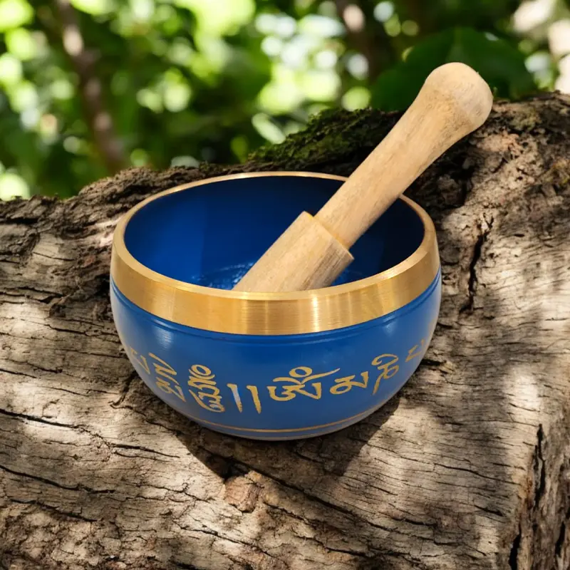 Cuenco Tibetano 13cm Celeste Mantras