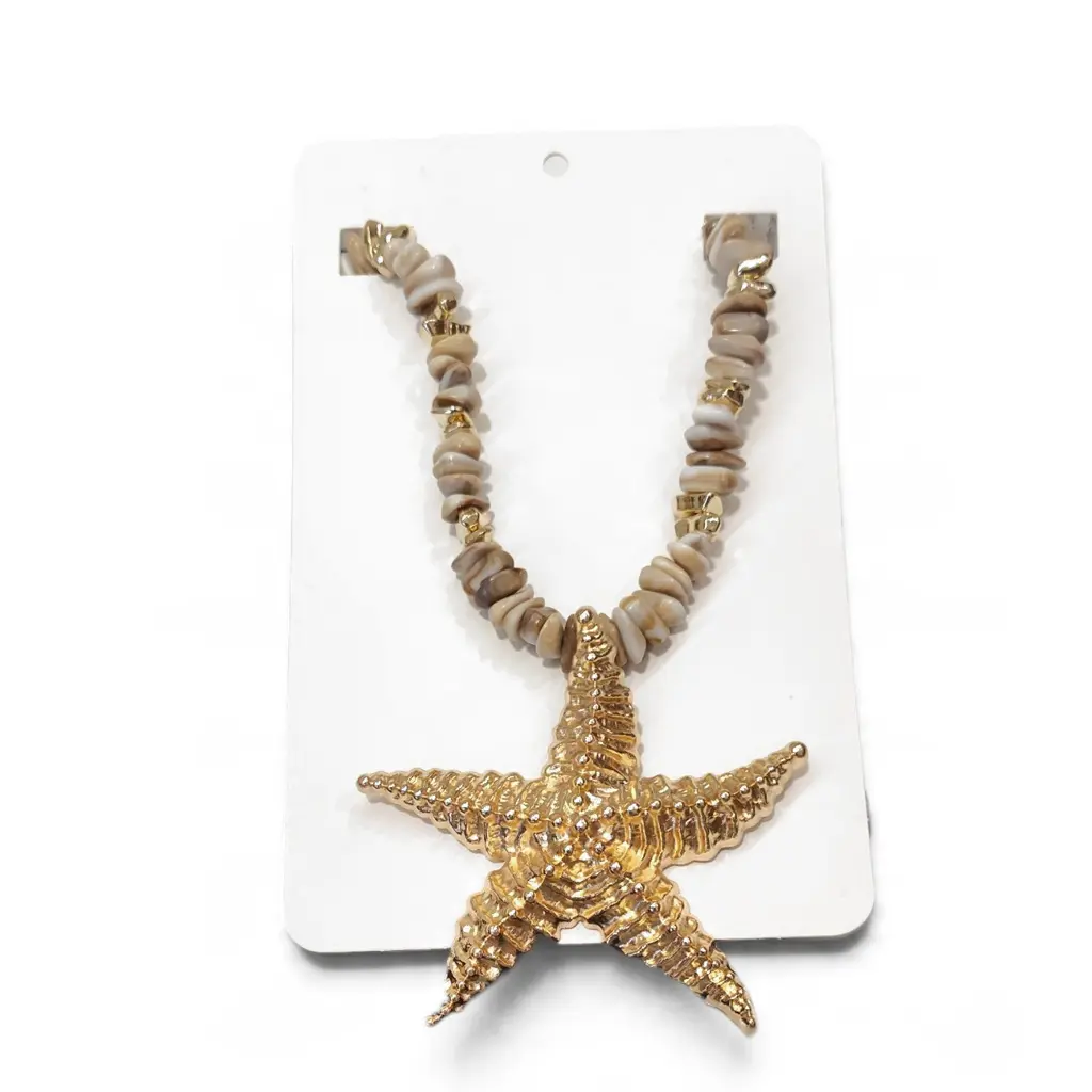 Collar Escallas Beige Estrella de Mar Dorada
