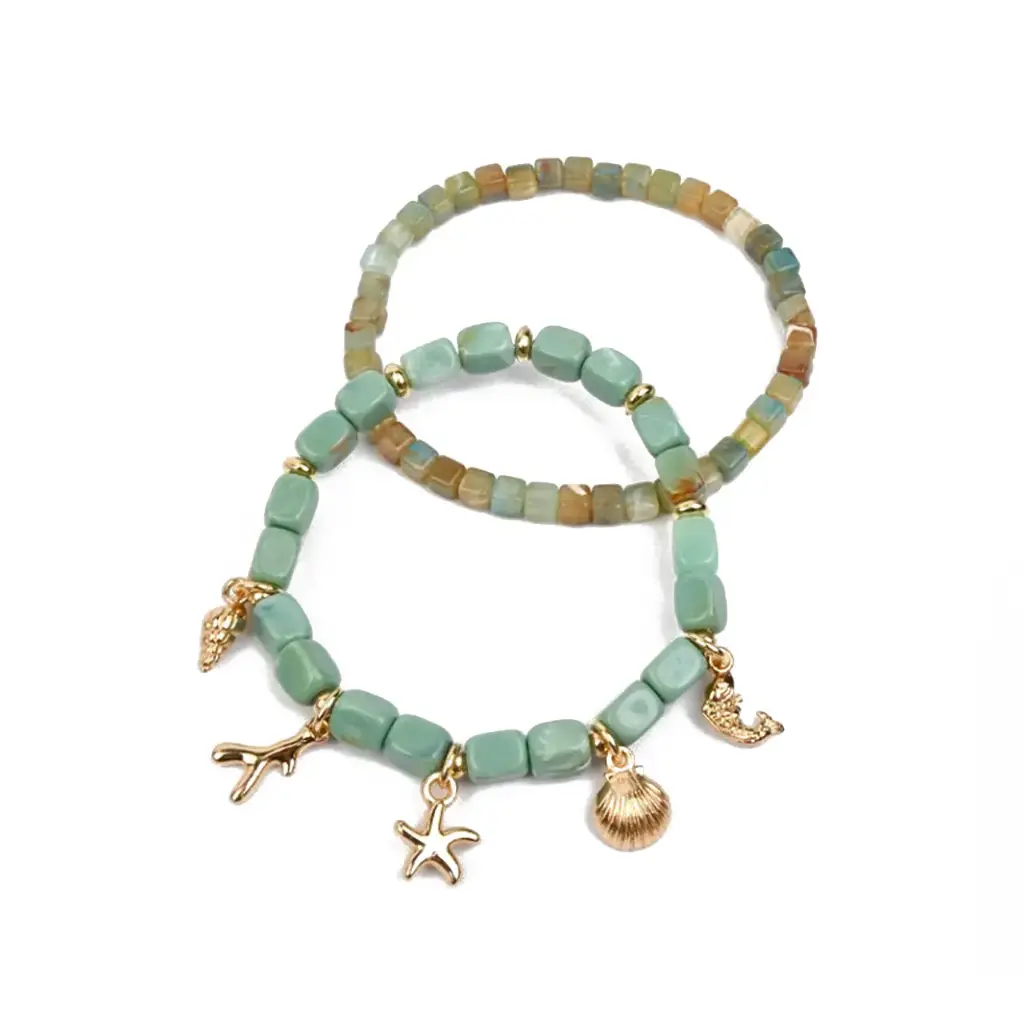 Set Pulseras Elasticas Marinas Turquesas