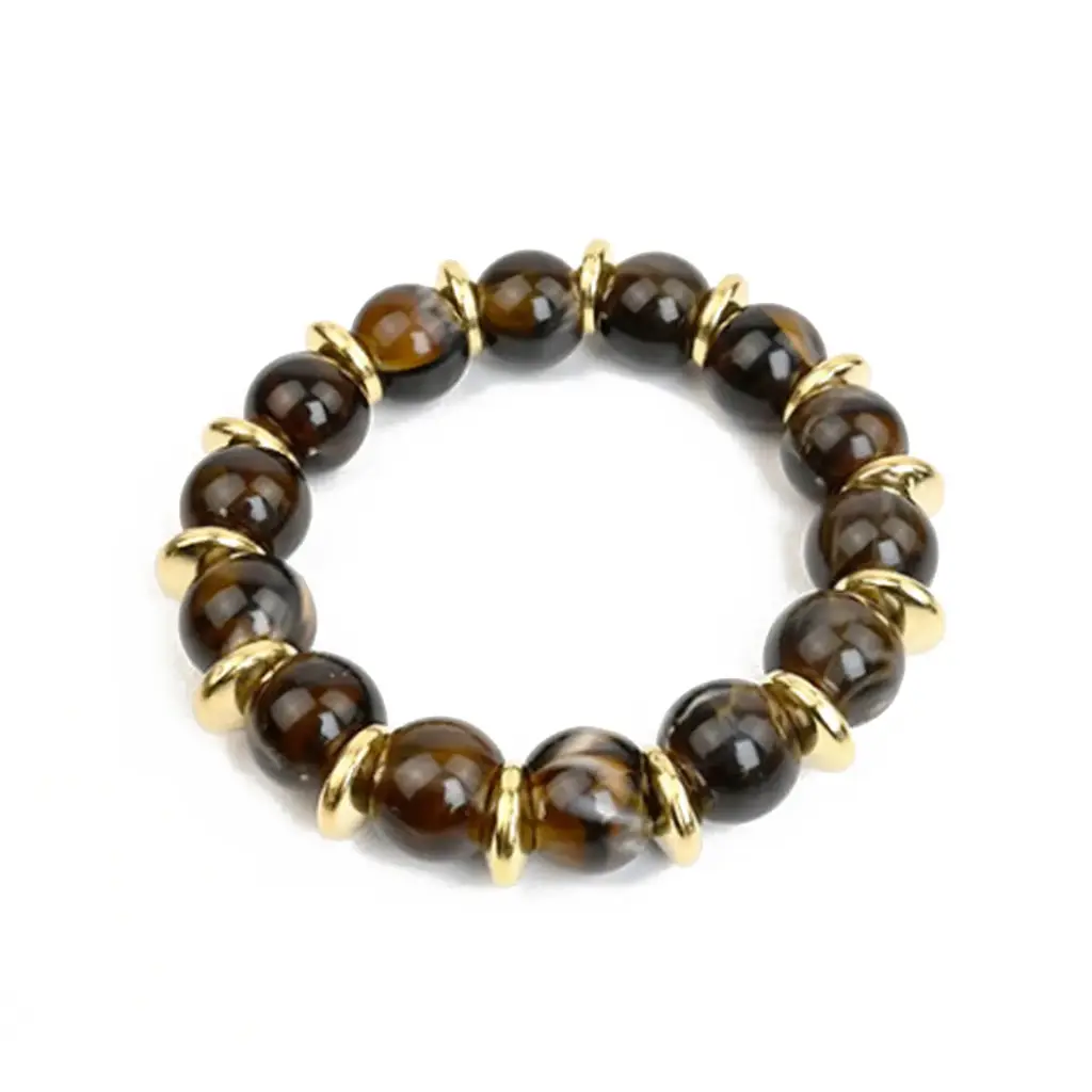Pulsera Elastica Chicle Marron con Dorado
