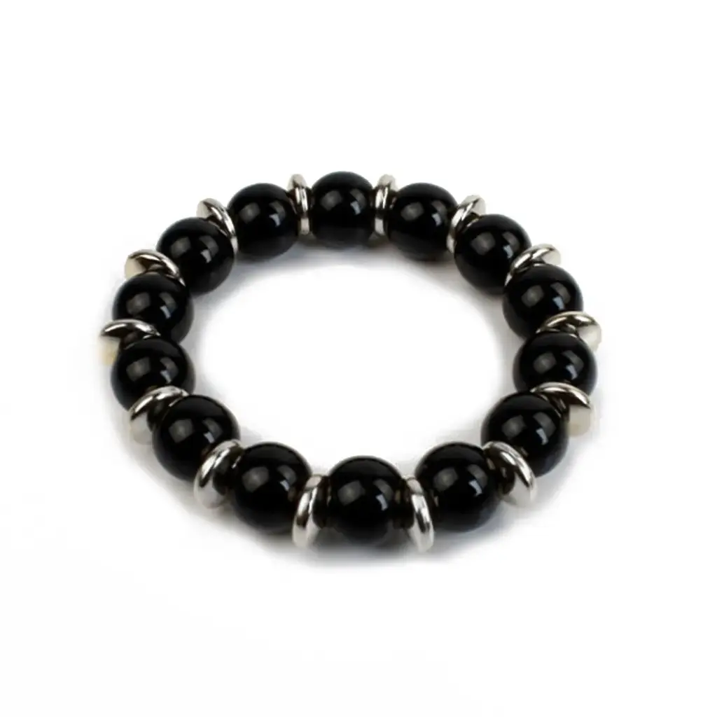 Pulsera Elastica Chicle Negra con Plateado