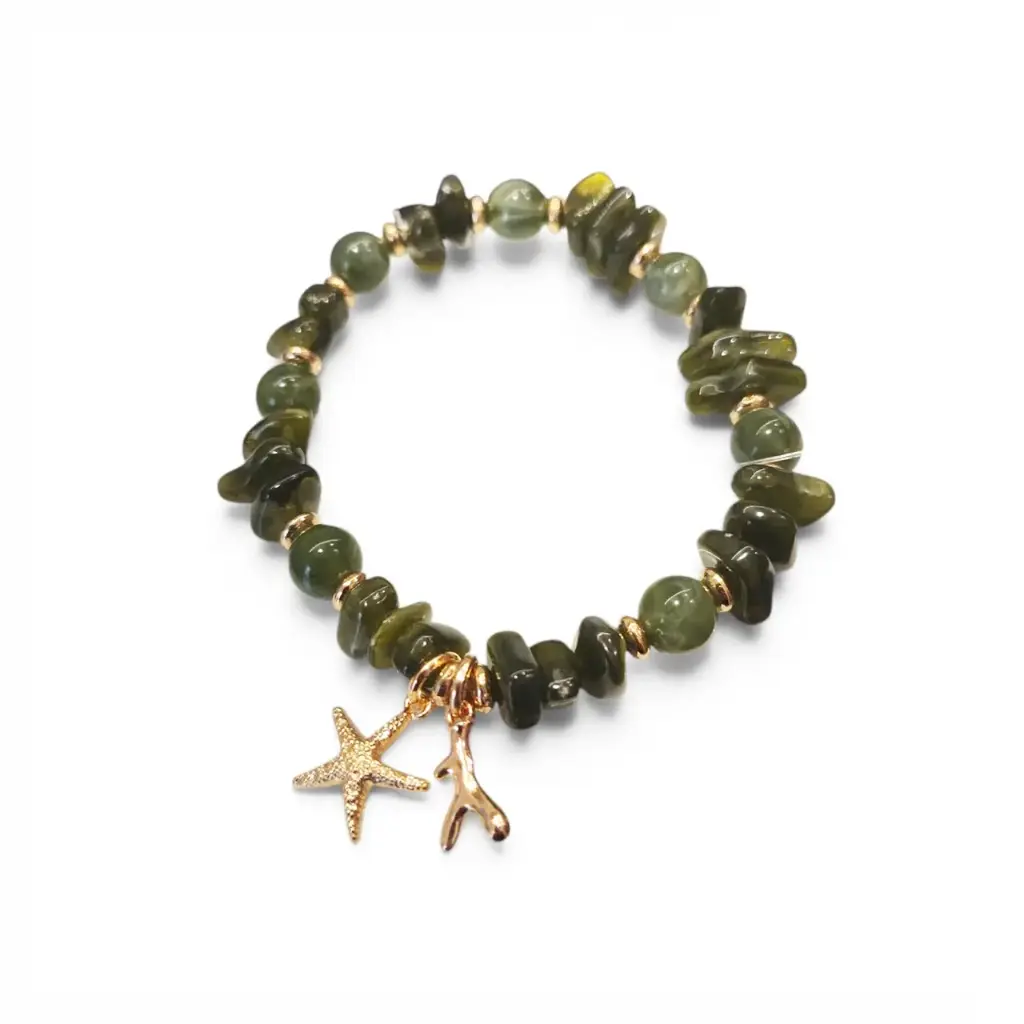 Pulsera de Escallas Doble Dije Marino Verde