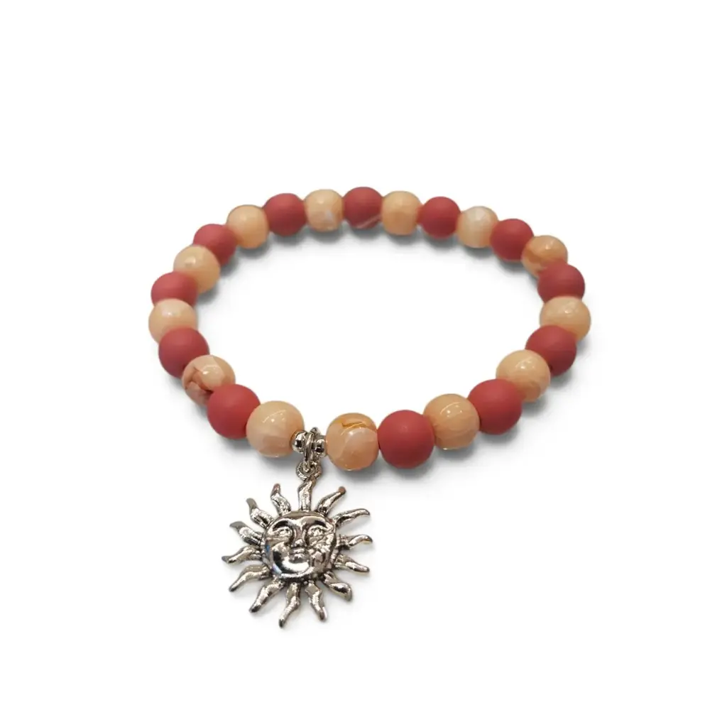 Pulsera Elastica Dije Sol Tonos Rosas