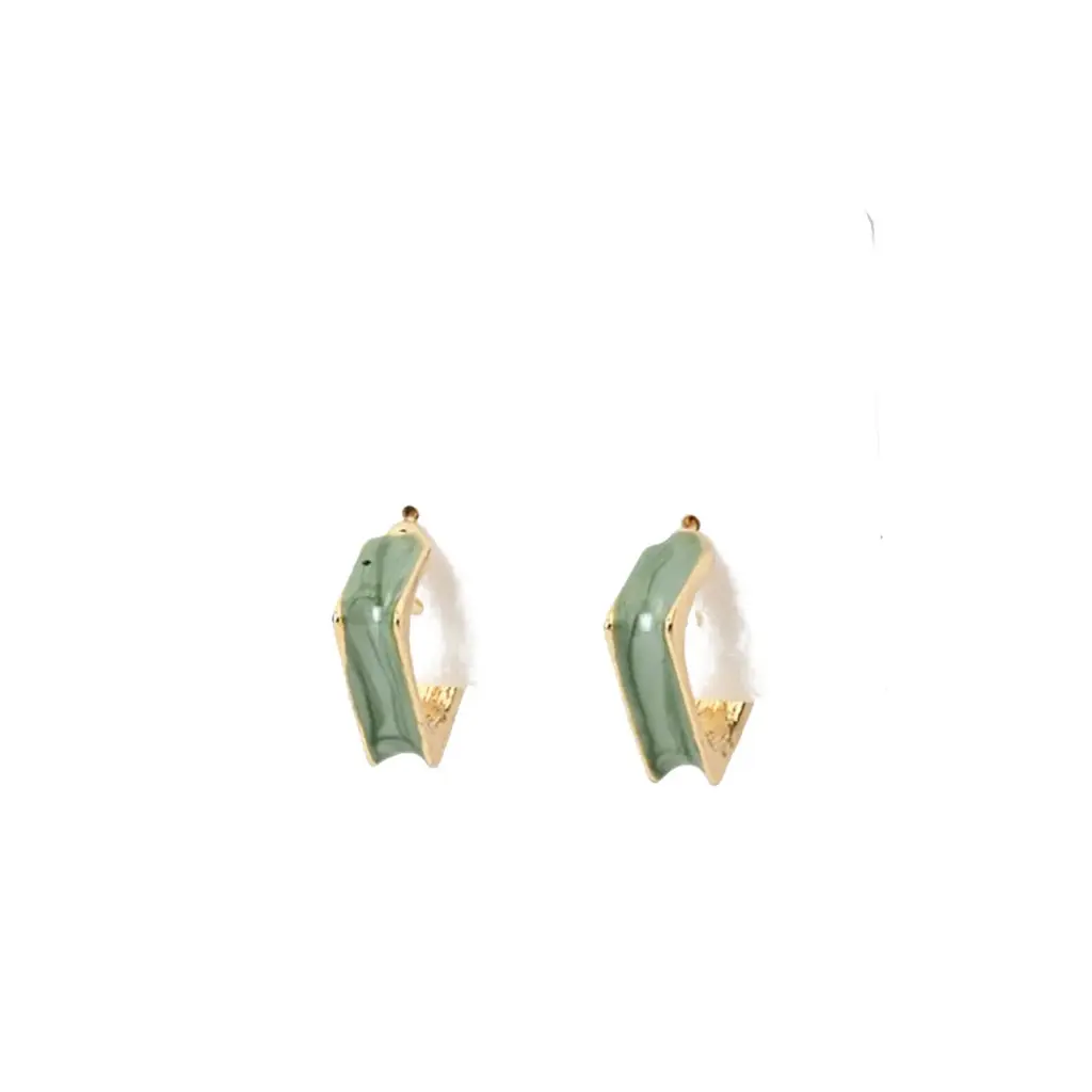 Aros Esmaltado Square Gold Aquamarina