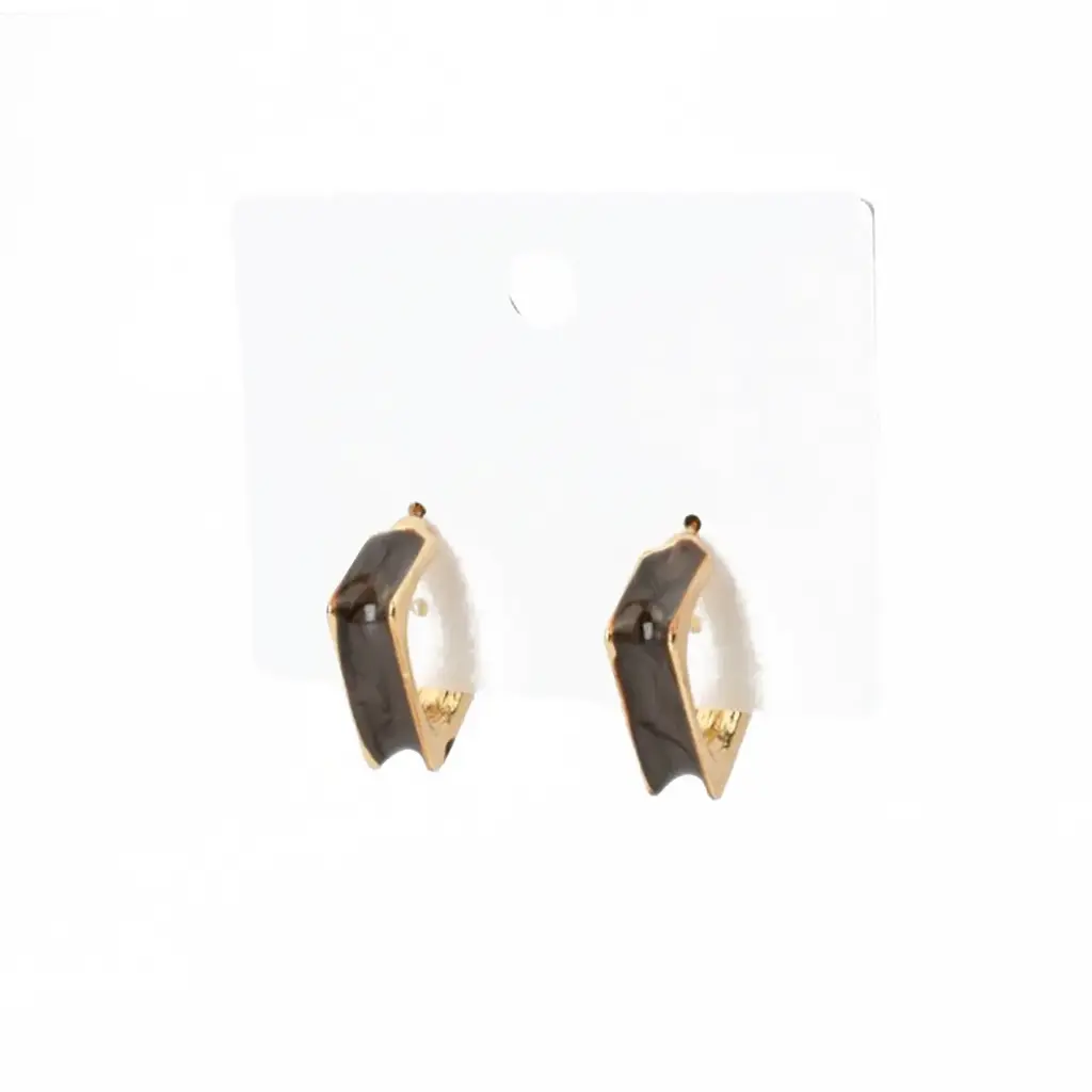 Aros Esmaltado Square Gold Marron
