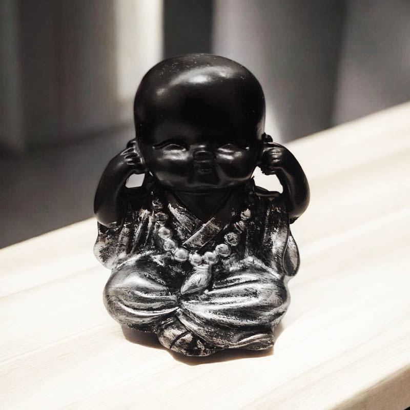 Buda Bebe Negro Mantra 5cm Modelo N°2