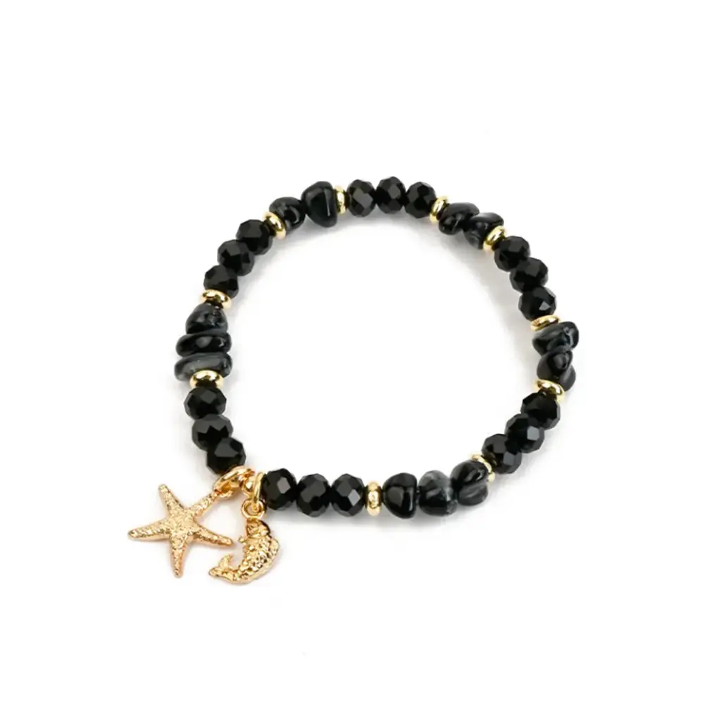 Pulsera Trend Negra Dijes Marinos
