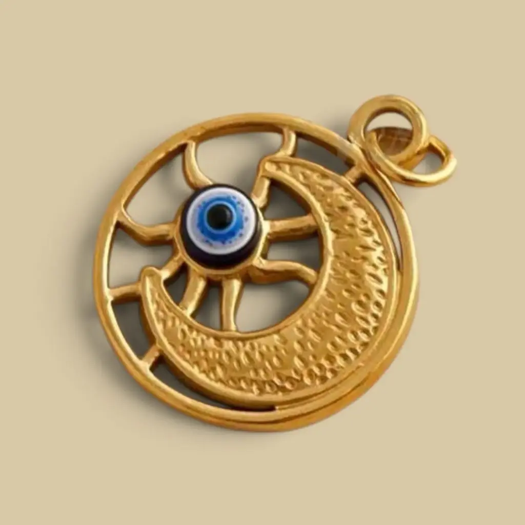 Dije Luna Dorado con Ojo Turco N°20