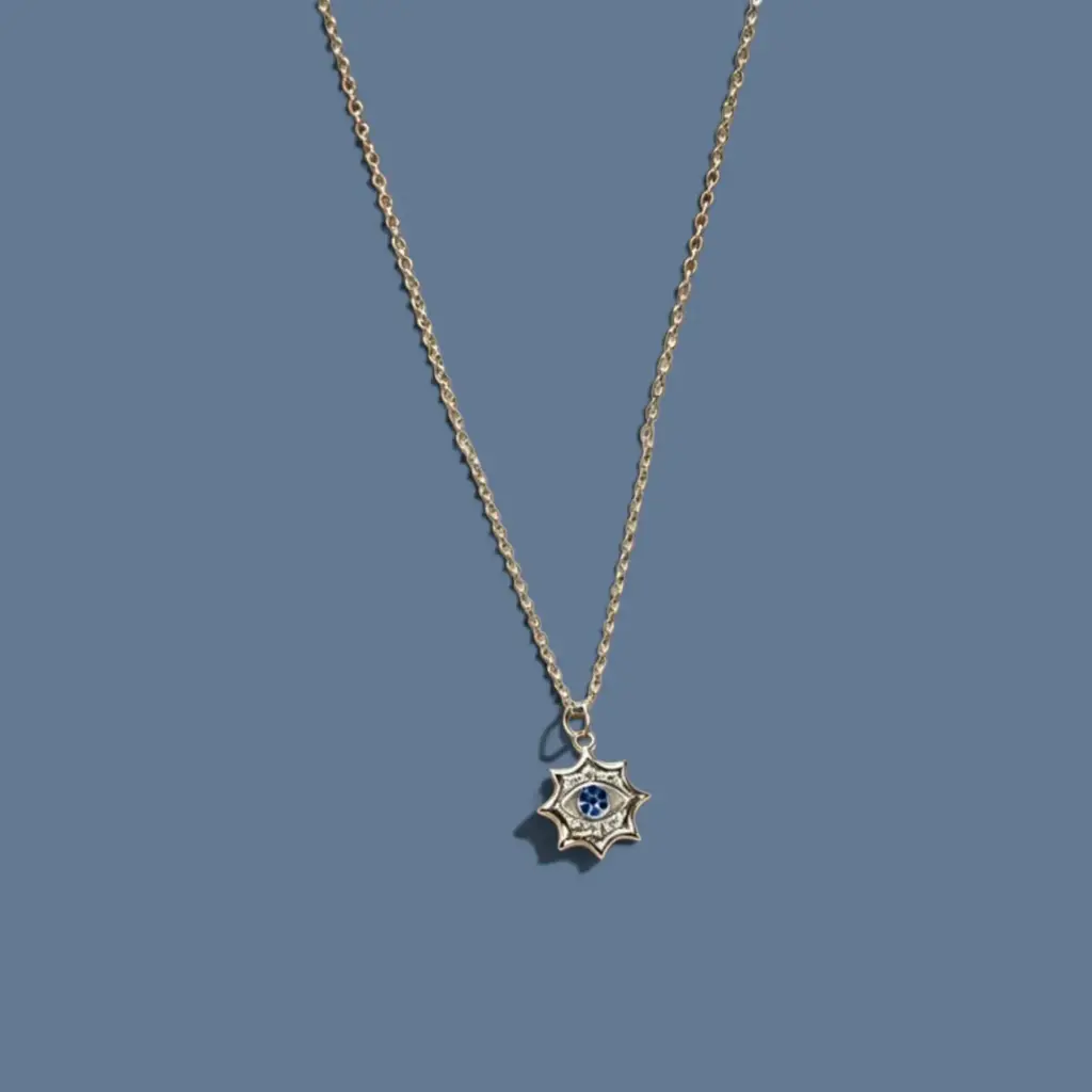 Collar Acero Blanco con Ojo Turco con Estras