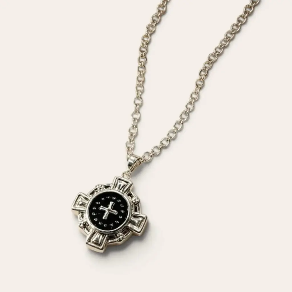Collar Acero Blanco Cruz