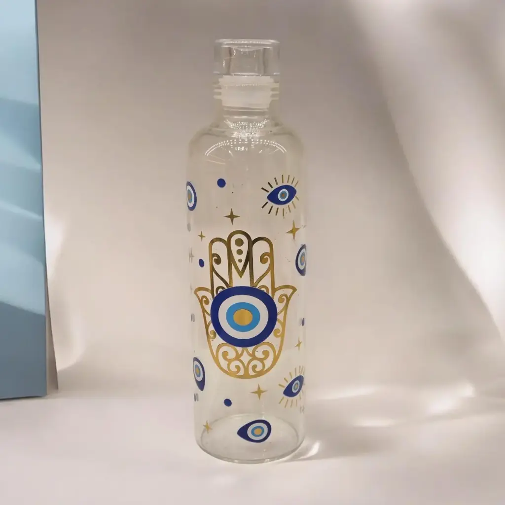 Botella de Agua de Vidrio con Ojo Turco x500ml