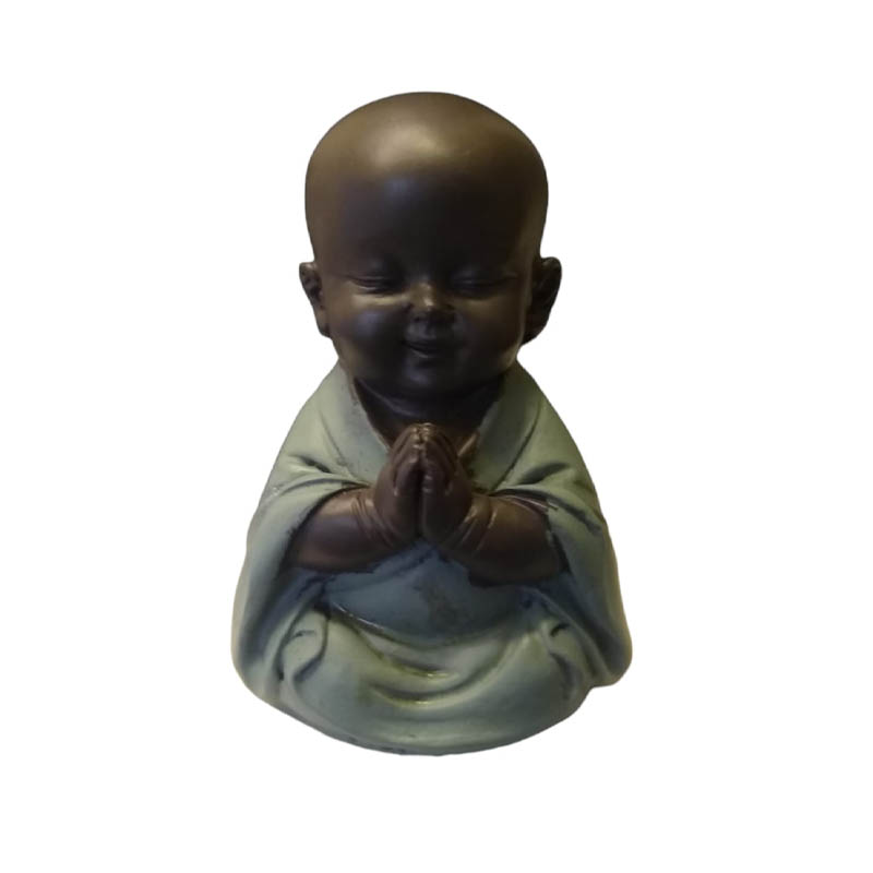 Buda Bebe Negro Mini 5.5cm Modelo Manto Verde N°4