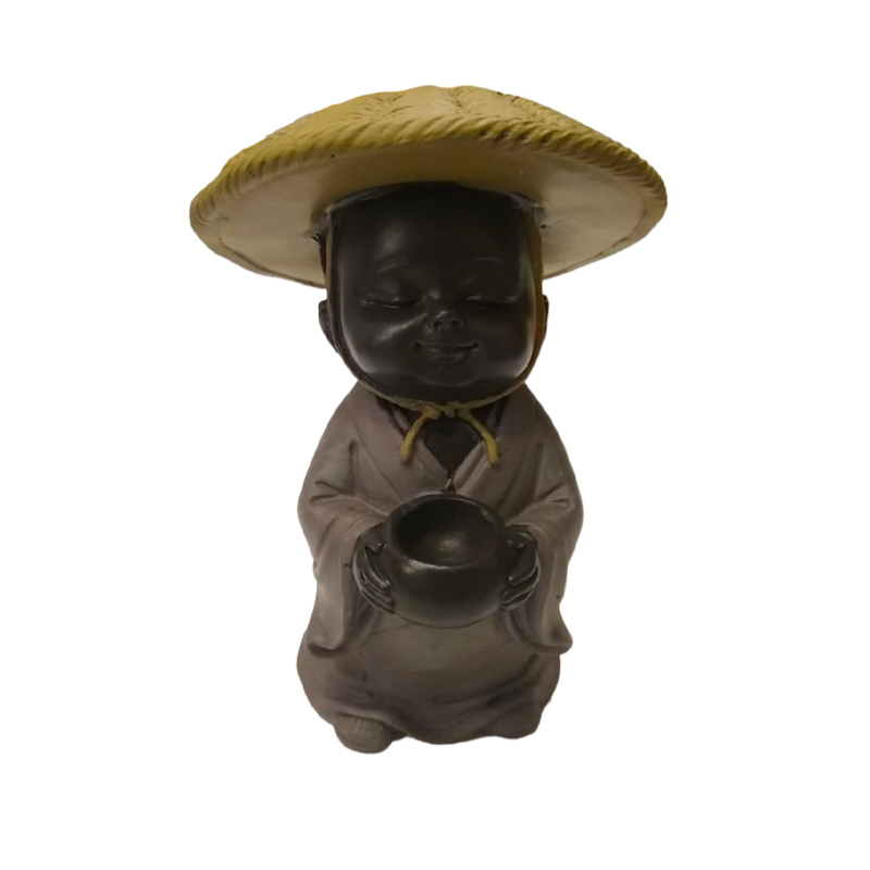 Bebe Buda Negro Sombrero Tunica Gris cm