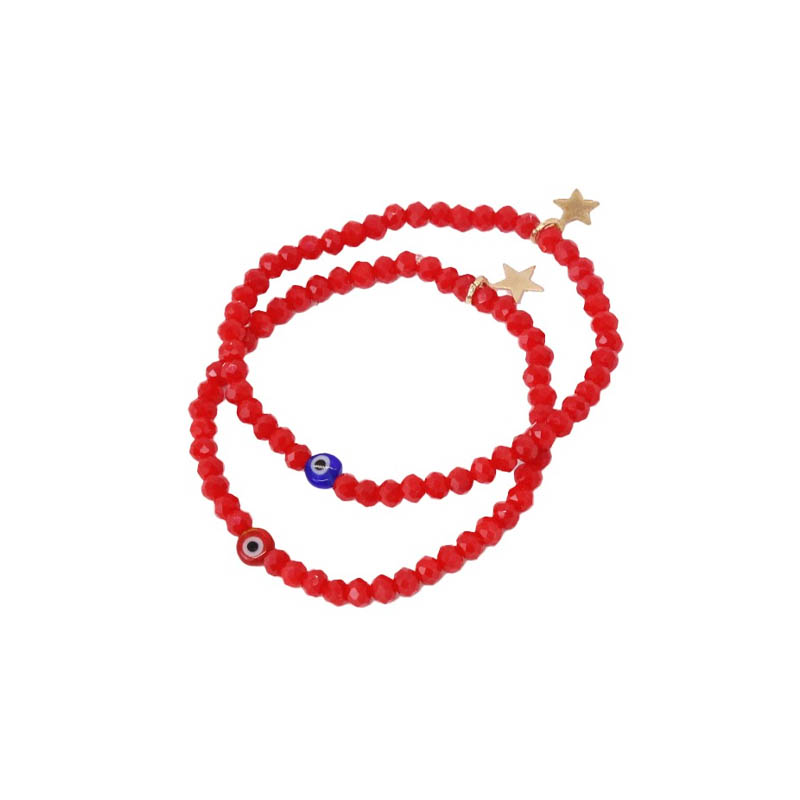 Set Pulsera Elastica Roja con Ojo Turco