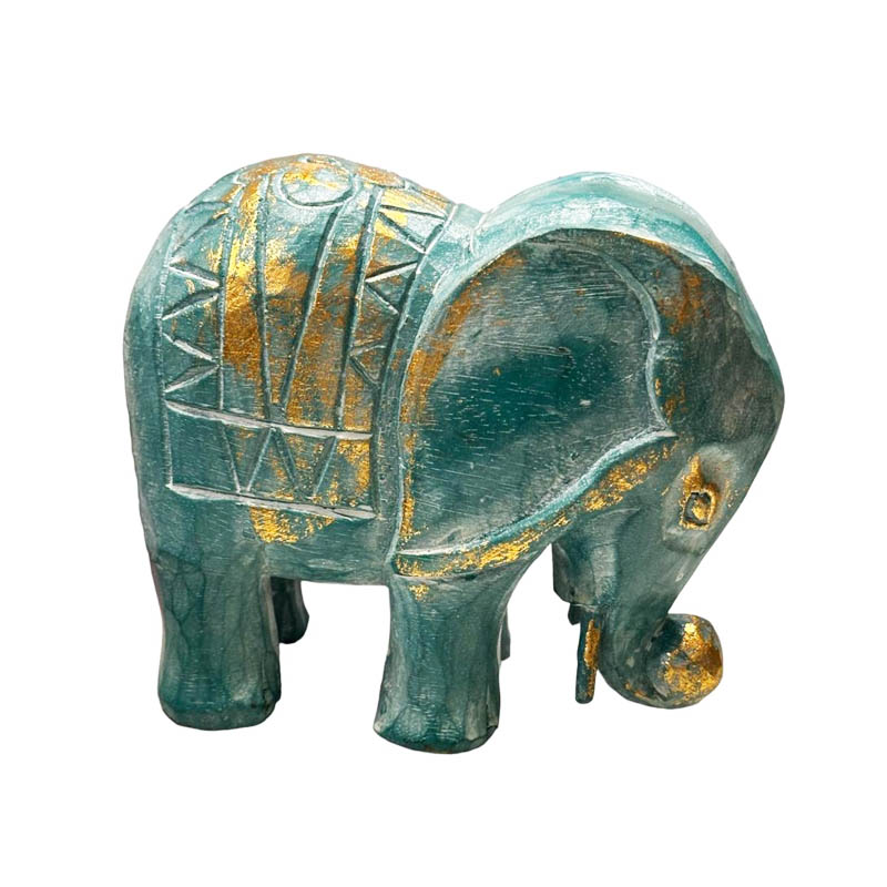 Elefante Madera Turquesa 20cm