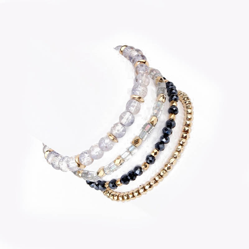 Set Cuatro Pulseras Elasticas con Dorado