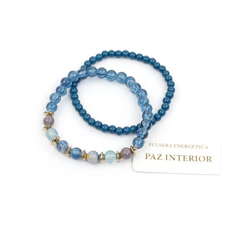 Set Pulseras Elasticas Azules Paz Interior