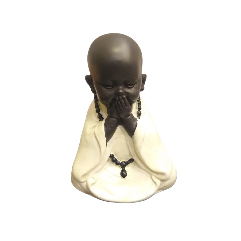 Buda Bebe Negro 10cm Modelo Manto Blanco N°3