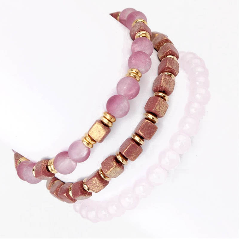 Set Tres Pulseras Elasticas Energy Color Tonos Violetas