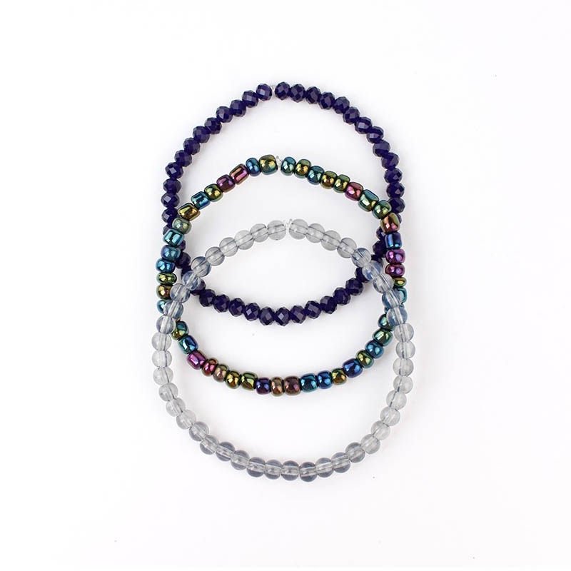 Set Tres Pulseras Elasticas Tonos Azules
