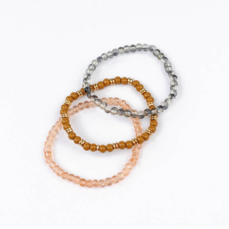 Set Tres Pulseras Elasticas Tonos Camel